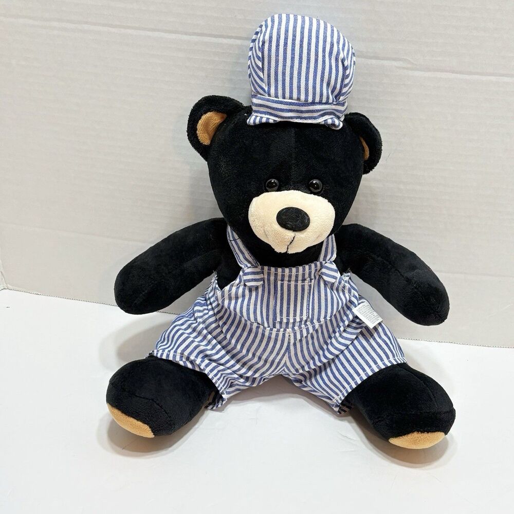 Train Conductor Plush Black Bear 12" Born Aviation Product